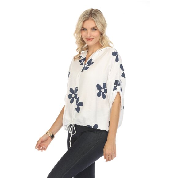 Hooded Floral Print Drawstring Top - Picture 3 of 10